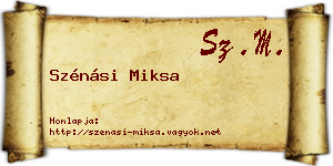 Szénási Miksa névjegykártya